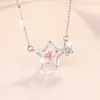 S925 Collane a ciondolo in argento sterling femminile Moissanite Colorful Gem Star Smart Collar Chaining Heart