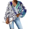 Chemisiers pour femmes Polynesian Tribal Samoan Totem Tattoo Samoa Prints Big Lantern Sleeve Blouse Femmes Automne Hiver Chemises Bureau Work Wear