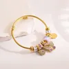 Bracelets porte-bonheur fil d'acier inoxydable mignon papillon rose perles Bracelet pour femmes bracelets de mode bijoux non décolorés Pulsera