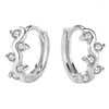 Hoop Earrings Arrival Princess Crystal Leaf Design For Women Jewelry Pure 925 Sterling Silver Female Party Bijou