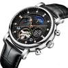 ビジネススタイルの豪華な時計ツアービヨンスケルトンウォッチ高品質のクラシックレザーストラップモントレフェムマルチダイヤルワークレディウォッチファッション人気SB042 C23