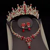 Bröllopsmycken set Royal Queen Bridal för kvinnor Luxury Tiaras Crown Necklace Earrings Dress Bride Set Accessory 230608