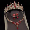 Bruiloft Sieraden Sets Royal Queen Bridal voor Vrouwen Luxe Tiara Kroon Ketting Oorbellen Jurk Bruid Set Accessoire 230608