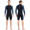 Wetsuits Drysuits 1,5 mm Neoprene Shorty Mens Wetsuit UV-Proof Front Zip Lycra Longeple Dyking Suit for Underwater Snorkling Swimming Surfing 230608