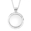 Chaînes Original étincelant coeur souris Rose médaillons ronds flottant 925 collier en argent Sterling pour perle breloque bijoux à bricoler soi-même