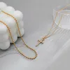 Pendentif colliers 2 couches chaîne avec strass croix collier hommes à la mode Simple sur le cou 2023 mode bijoux accessoires
