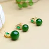 Dangle Earrings Vintage Green Jade Emerald Gemstones Diamonds Drop For Women 14k Gold Color Jewelry Bijoux Brincos Party Accessories