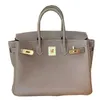 BK Tote Leather Bag Designer Handbag Home 2024 Fashion Versatile Togo Lychee Carrie 30/35 Bride