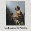 Klassiska porträttmålningar av Johannes En ung kvinna som sitter vid de jungfruliga handmålade dukkonstreproduktionen hög kvalitet