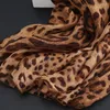 Foulards Soie Mousseline De Soie Écharpe Casual Léopard Imprimé Pur Mûrier Femmes Léger Oblong Sheer Châle Wraps De Luxe Qualité