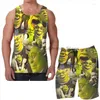 Heren Trainingspakken Zomer Grappige Print Mannen Tank Tops Vrouwen Shrek Beach Shorts Sets Fitness Vest