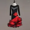 Scene Wear Woman Practice Dress Women Black and Red Clothes Latin Competition Professional Tango Performance Costume