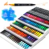 Markers Watercolor Art Brush Pen Dual Tip Fineliner Drawing for Calligraphy Painting 72 Colors Set Supplies 230608