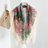 Scarves Winter Scarf Women Cashmere Shawl Pashmina Wraps Floral Printing Tassel Silver Thread 100 100cm