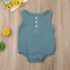 Rompers born Infant Baby Girls Boys Romper Cotton Linen Solid Color Sleeveless Button Bodysuit Jumpsuit Sunsuit 0-24M 230608