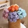 Flores Decorativas Seda Artificial Falsa Seca Buquê de Rosas Queimadas Casamento Pografia Floral Casa Laranja Rosas Arranjo de Flores Decoração