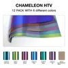 Papéis de parede 12pc HTVRONT 30X30cm Chameleon Multi Colors Heat Transfer Vinyl Sheets Iron on HTV Vinyls for Cricut Press T shirt Printing 230609