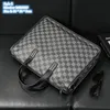 Factory wholesale men's shoulder bags 2 styles classic plaid business briefcase horizontal multi-layer leather handbag trend color matching business computer bag