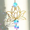 Garden Decorations Lotus Sun Catcher Chakra Hanging Crystals Rainbow Suncatcher Car Charm Stained Glass Prism Catchers Window Decoration 230608