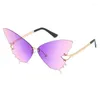 Sunglasses 2023 Designer Fashion Butterfly Rimless Women Vintage Oversized Steampunk Sun Glasses UV400 Eyeware