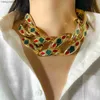 Pendant Necklaces IngeSight.Z Exaggerate Colorful Dripping Oil CCB Buckle Choker Chunky Thick Necklaces for Women Vintage Punk Cuban Necklace Gift T230609
