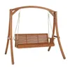 Camp Furniture 4ft /5ft Cedar With Iron Chain 500lbs Double Wooden Swing Dark Brown Patio Chair Hammock