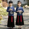 Traje de Palco Hanfu Meninos Menina Traje Tradicional Chinês Estilo de Roupa Escolar Antigo Performance Infantil Alunos Vermelho Moderno Crianças