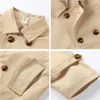 Tench Coats büyük erkekler haki peacoat çocuk trençkot çift göğüslü klasik klasik düğme ceket çocukları bahar sonbahar ceketleri dış giysiler 230608