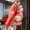 Party Favor Cartoon Cute Santa Claus Key Chain Soft Rubber Doll Car Key Ring Pendant Fashion Bag Ornament Keychain Christmas Gift JN09