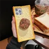 free DHL wholesale Cartoon Soft silicone 3D Toast Bread Phone Case for iPhone 14 13 12 Pro Max i11 14 plus biscuit egg Mobile phone holder Brackets cover