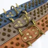 Halsbanden Retro koperen spikes bezaaide halsband voor grote honden Duitse herder Mastiff Rottweiler Bulldog 2 "verbreden PU lederen huisdierhalsband