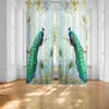 Cortina pavão painel de janela cortinas decorativas para quarto cortinas rústicas com filtragem de luz para 51,97 pol. de largura x 72,05 pol. de comprimento