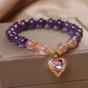 Charm Armbänder 8mm Mode Natürliche Amethyst Armband Frauen Ozean Herz Handstring Geschenke Freundin Geburtstag Party Schmuck Und