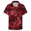 Camisas casuais masculinas Camisa com estampa de mármore Vermelho Ouro Líquido Praia Solta Blusas Harajuku de Verão Manga Curta Design Roupas Grandes