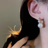 Pendientes de tuerca de perla de circón Vintage para mujeres y niñas, accesorios de joyería de moda para fiesta de boda Retro coreano en forma de C, regalo