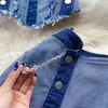 İki parçalı elbise moda iki parçalı set kadın denim tüp üst 2 parça set kadın yüksek bel bodycon etekler kadın seti 230608