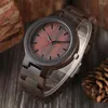 リストウォッチYisuya Ebony Wood Watches for Men Retro Men's Wooden Watch Simple Scale Dial Wristwatch Safety Folding Buckle Strap Clock