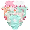 Rompers 8piecelots المولودة Baby Girls Cotton Sleeve Suits Sity Clothing Boys Cartoon Kids Bhemsuits 230608