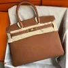 BK Tote Leather Bag Designer Handbag Home 2024 Fashion Versatile Togo Lychee Carrie 30/35 Bride