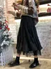 Skirts Boho Long Skirt for Women Harajuku Korean Style White Black Maxi Teenagers High Waist School 230608