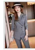 Kvinnors tvåbitar byxor Vintage Women Pant Set 2023 i Female Grey Slim Blazer Suits With byxor Kontor Ladies Formal Business 2 Pieces