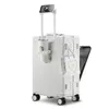 Koffer Multifunktionaler Business-Gepäckkoffer Wiederaufladbarer Koffer mit Frontdeckel Passwortbox Wasserbecherhalter Maleta De Viaje