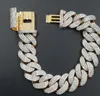 Miami Cuban Bracelet Soild 14k Gold Heavy Hip Hop Jewelry 18mm Moissanite Diamond Baguette Cuban Link Chain