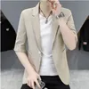 Męskie garnitury Blazers Summer Mid Maneved Suit Młodzież Slim Fit Mała formalna kurtka z pojedynczym garniturem 230609