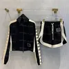 Deisgner Women Tracksuits على النقيض من اللون طويل الأكمام الحزام سترة شورتات غير رسمية على طراز الشارع الرياضي الزي الرياضي الصيفي الزي امرأة سحاب قمم