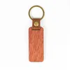 Personalized Leather Keychain Pendant Beech Wood Carving Keychains Luggage Decoration Key Ring DIY Thanksgiving Father's Day Gift JN09