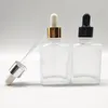 Frosted Glass Dropper Bottles 30ml with Black Gold Silver Caps Square Shape Essential Oil Packaging Containers Serum Pipette Beauty Car Pjma