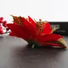 Декоративные цветы 4pcs 13 см. Искусственный цветочный блеск золотой искусственный рождественский рождественский орнамент дерево