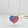 Pendant Necklaces Hip Hop American Flag Necklace For Women Men Fashion Punk Colorful Enamel Crystal Heart Party Gift Jewelry