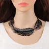 Pendant Necklaces Exaggerated Metal Golden Leaf Geometric Big Choker Necklace for Women Exotic Metal Charm Statement Collier Collar Clavicle Chain T230609